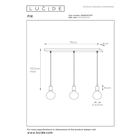 Lampa wiszšca FIX 08408/03/30 Lucide