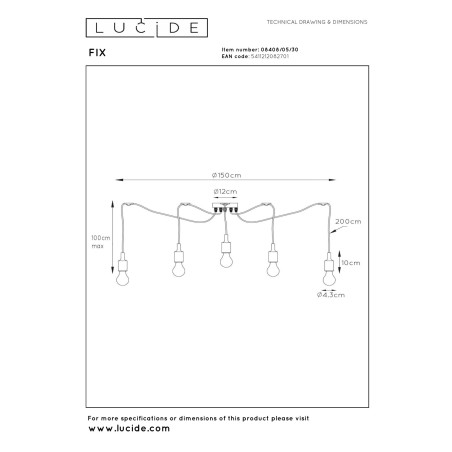Lampa wiszšca FIX 08408/05/30 Lucide