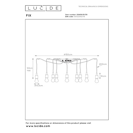 Lampa wiszšca FIX 08408/10/30 Lucide