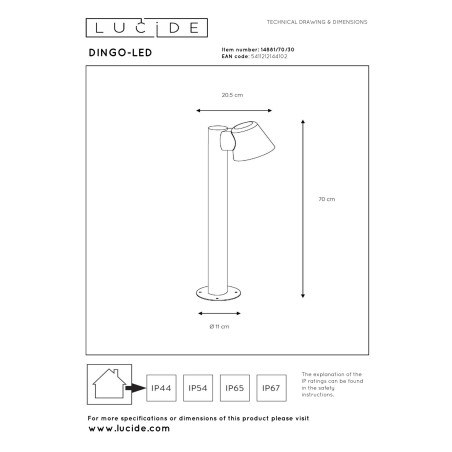 Lampa stojšca zewnętrzna DINGO 14881/70/30 Lucide