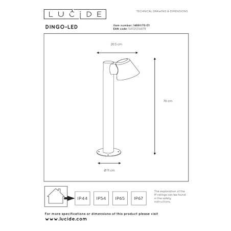 Lampa stojšca zewnętrzna DINGO 14881/70/31 Lucide