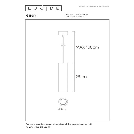 Lampa wiszšca GIPSY 35400/25/31 Lucide