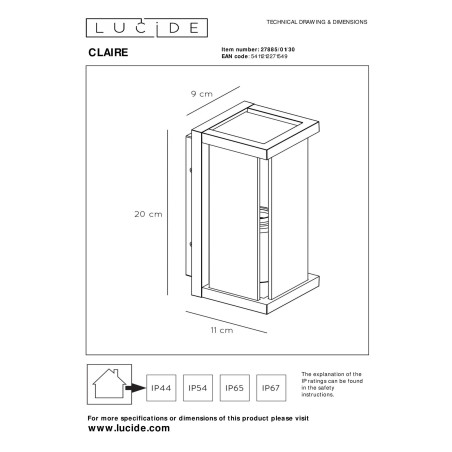Lampa cienna zewnętrzna CLAIRE 27885/01/30 Lucide
