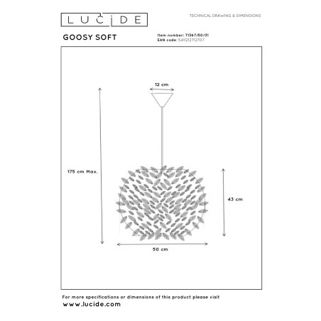 Lampa wiszšca GOOSY 71367/50/31 Lucide