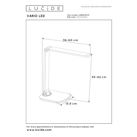 Lampa biurkowa VARIO 24656/10/31 Lucide