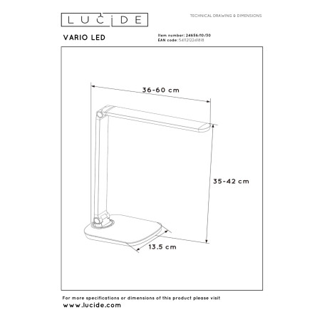 Lampa biurkowa VARIO 24656/10/30 Lucide