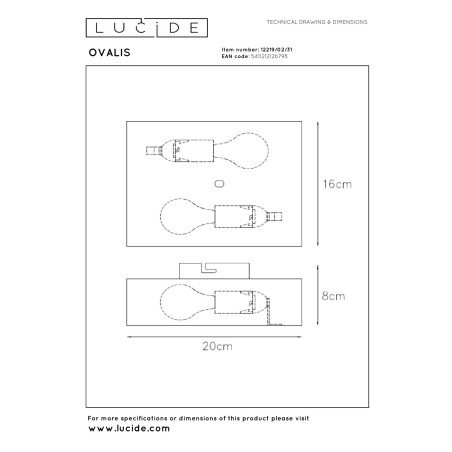 Kinkiet OVALIS 12219/02/31 Lucide