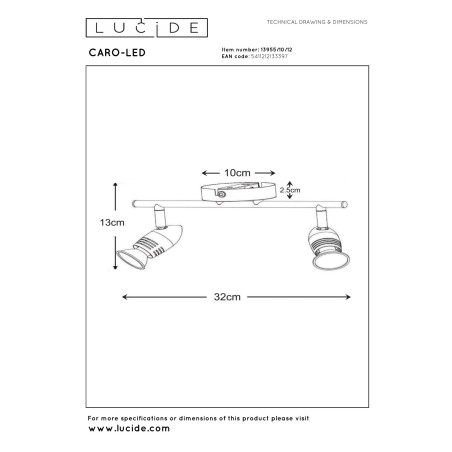 Reflektorek CARO-LED 13955/10/12 Lucide