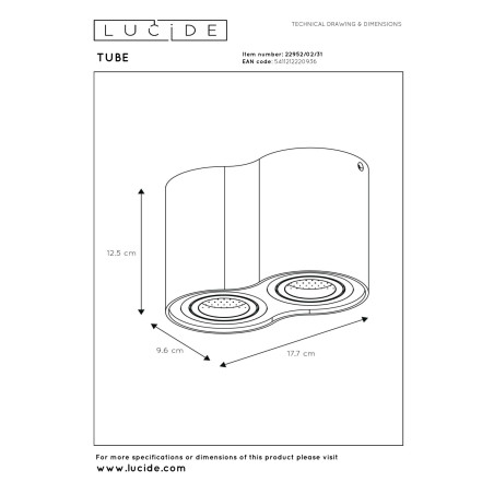 Oczko natynkowe TUBE 22952/02/31 Lucide