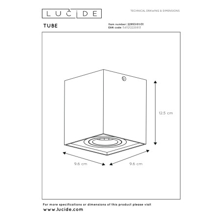 Oczko natynkowe Tube 22953/01/31 Lucide