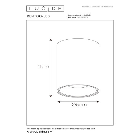 Oczko natynkowe BENTOO-LED 09912/05/31 Lucide