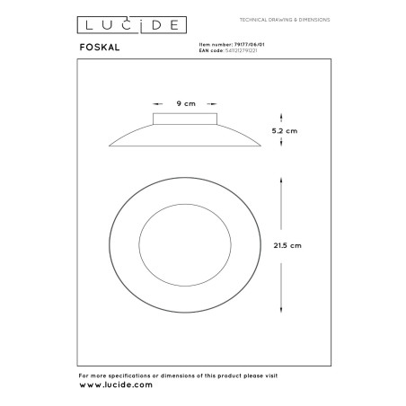 Plafon FOSKAL 79177/06/01 Lucide