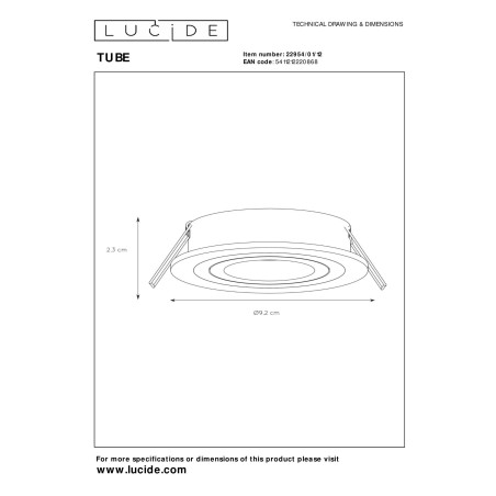 Oczko podtynkowe TUBE 22954/01/12 Lucide