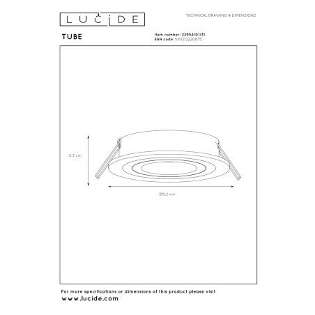 Oczko podtynkowe TUBE 22954/01/31 Lucide
