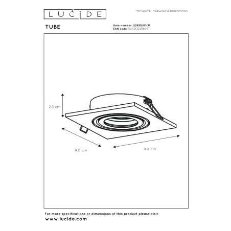 Oczko podtynkowe TUBE 22955/01/31 Lucide