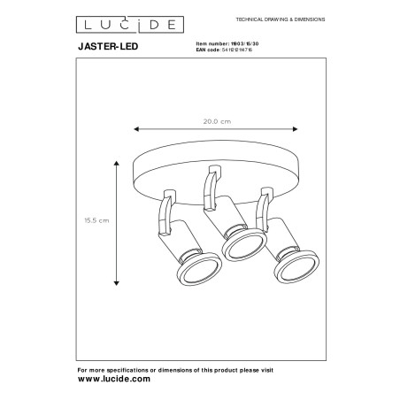 Reflektorek JASTER LED 11903/15/30 Lucide