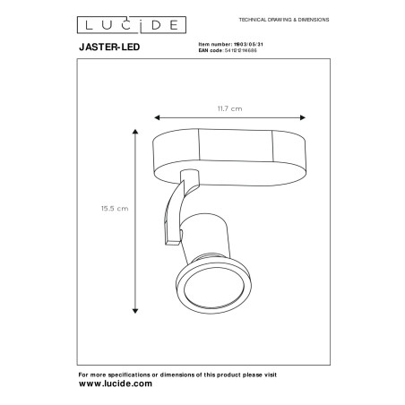 Reflektorek JASTER LED 11903/05/31 Lucide