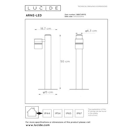 Lampa stojšca zewnętrzna ARNE-LED 14867/49/12 Lucide