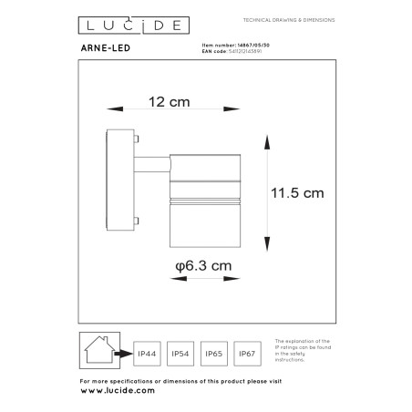 Lampa cienna zewnętrzna ARNE-LED 14867/05/30 Lucide