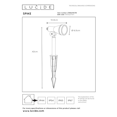 Lampa stojšca zewnętrzna SPIKE LED 27882/05/30 Lucide