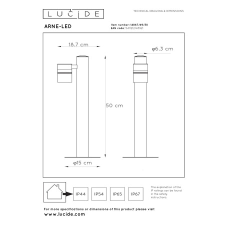 Lampa stojšca zewnętrzna ARNE-LED 14867/49/30 Lucide