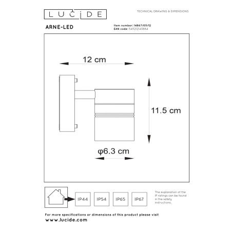 Lampa cienna zewnętrzna ARNE-LED 14867/05/12 Lucide
