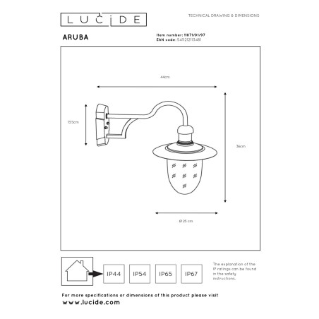 Lampa cienna zewnętrzna ARUBA 11871/01/97 Lucide