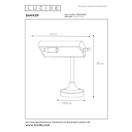 Lampa stołowa BANKER 17504/01/03 Lucide