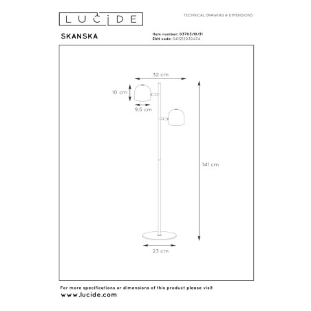 Lampa podłogowa SKANSKA-LED 03703/10/31 Lucide