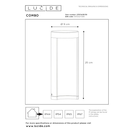 Lampa stojšca zewnętrzna COMBO 27874/25/30 Lucide