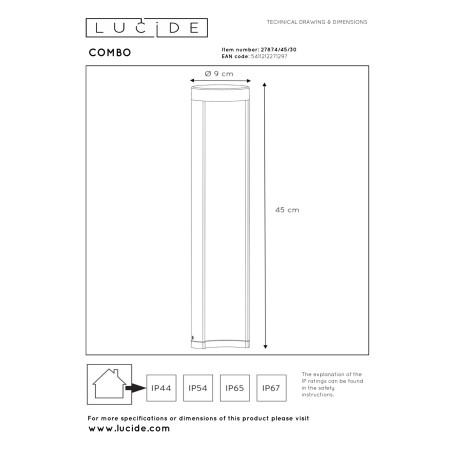 Lampa stojšca zewnętrzna COMBO 27874/45/30 Lucide