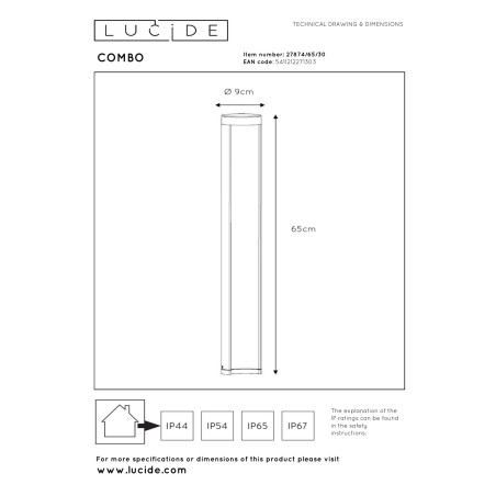 Lampa stojšca zewnętrzna COMBO 27874/65/30 Lucide