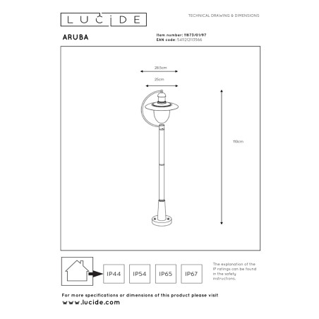 Lampa stojšca zewnętrzna ARUBA 11873/01/97 Lucide