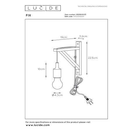 Kinkiet FIX WALL 08208/01/31 Lucide