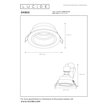 Oczko podtynkowe EMBED 22958/01/30 Lucide