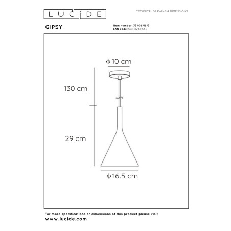 Lampa wiszšca GIPSY 35406/16/31 Lucide