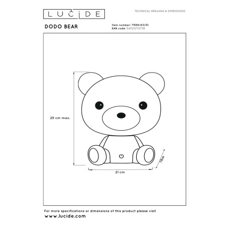Lampa stołowa DODO Bear 71590/03/31 Lucide
