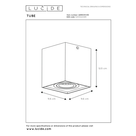 Oczko natynkowe Tube 82953/01/30 Lucide