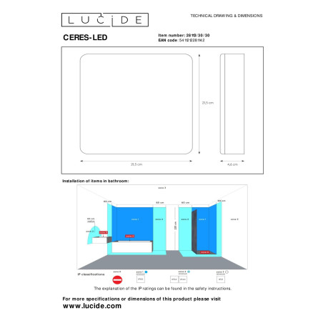 Plafon CERES-LED 28113/30/30 Lucide