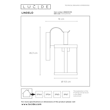 Lampa cienna zewnętrzna LINDELO 29825/01/30 Lucide