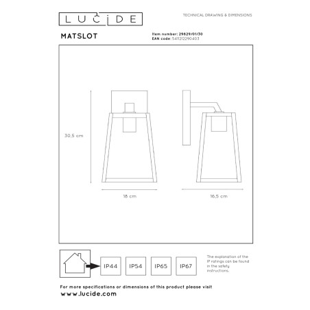 Lampa cienna zewnętrzna MATSLOT 29829/01/30 Lucide