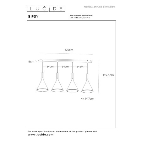 Lampa wiszšca GIPSY 35410/04/30 Lucide