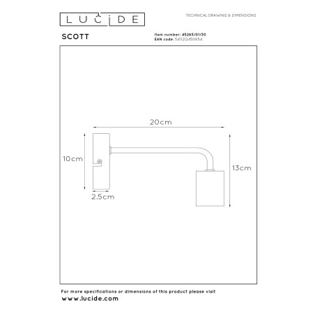 Kinkiet SCOTT 45265/01/30 Lucide