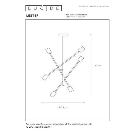 Plafon LESTER 21119/06/30 Lucide