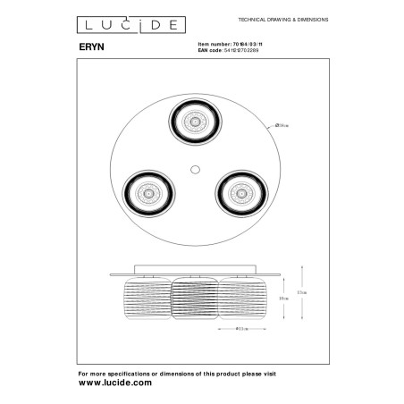 Plafon ERYN 70184/03/11 Lucide