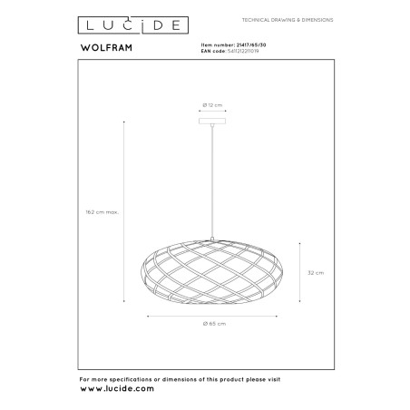 Lampa wiszšca WOLFRAM 21417/65/30 Lucide