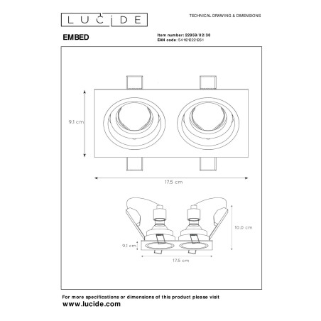 Oczko podtynkowe EMBED 22959/02/30 Lucide