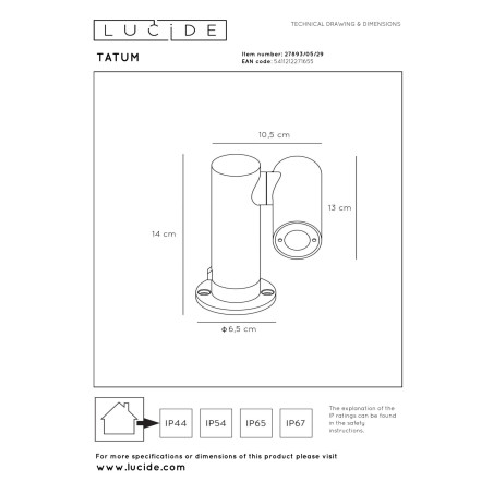 Lampa stojšca zewnętrzna TATUM 27893/05/29 Lucide
