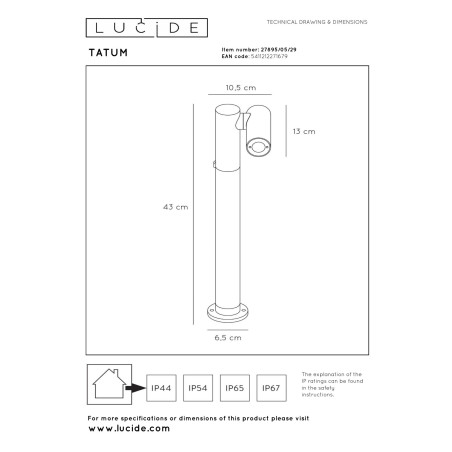 Lampa stojšca zewnętrzna TATUM 27895/05/29 Lucide