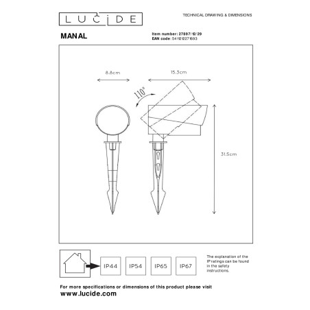 Lampa stojšca zewnętrzna MANAL 27897/12/29 Lucide